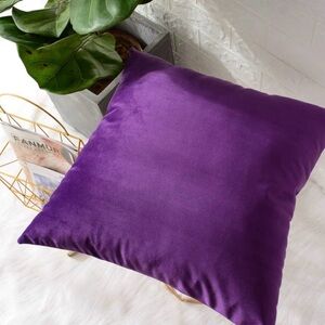 Solid Purple Velvet Decorative Pillow Cover (Set of 2)